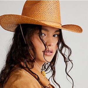 Free People Outlaw Straw Cowboy Hat M